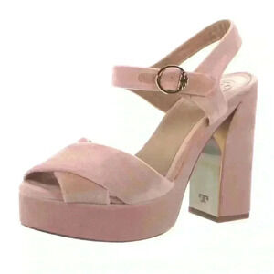 Tory Burch Blush Pink Block Heel Sandals